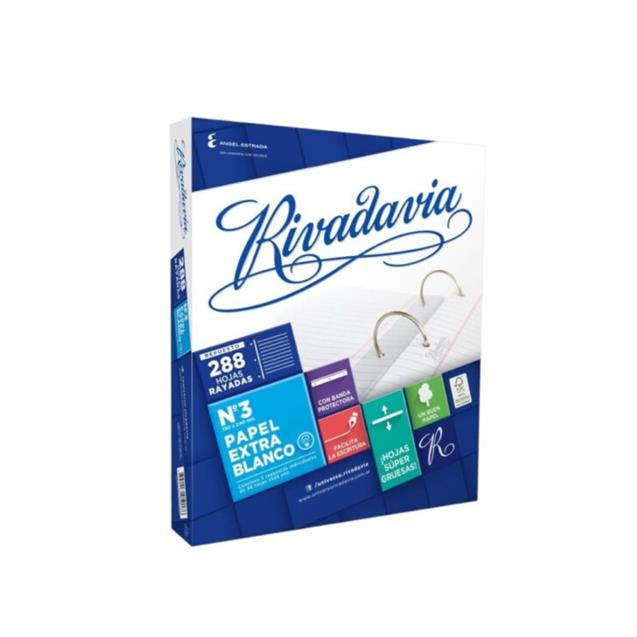Repuesto Rivadavia Rayado c/Banda x 288 Hojas